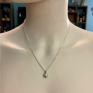 Coach Dainty Faux Pearl Pendant .925 Sterling Silver Necklace